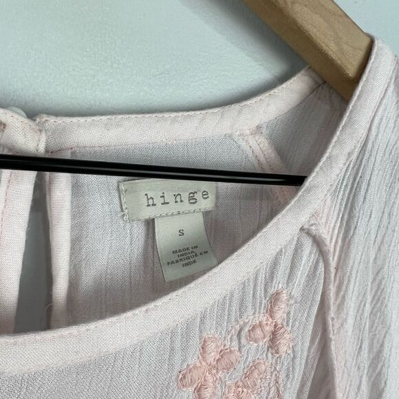 Hinge Light Pink Embroidered Floral Sleeveless Blouse S - Picture 2 of 4